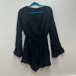 Chic Black Long-Sleeve Romper